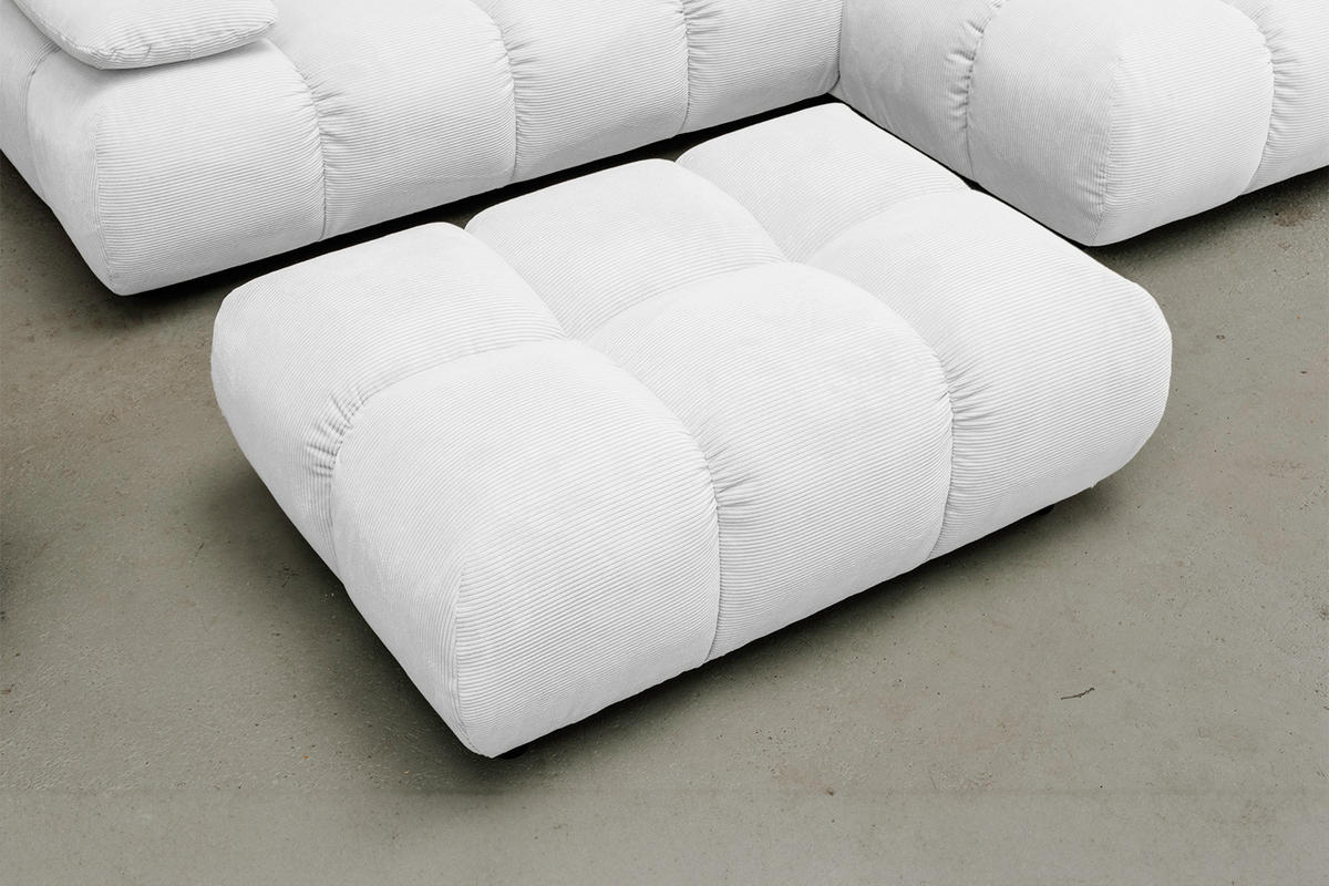 SITZGRUPPE VIVIEN 3ER SET Weiß Cord - Weiß, Kunststoff/Textil (510/85/359cm) - KAWOLA