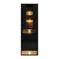 VITRINE VILLA II mit Wotan Eicheneinsatz - Eiche Wotan/Schwarz, Holzwerkstoff (60/180/40cm) - Lookway