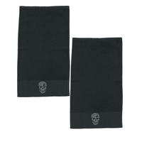 GÄSTEHANDTÜCHER Black Line Stone Skull schwarz 2er Set - Schwarz, Textil (30/50cm) - done