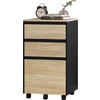 ROLLCONTAINER, Aktenschrank, 40x70x40 cm, Helle Eiche + Schwarz - Eichefarben, Holzwerkstoff (40/70/40cm) - Woltu