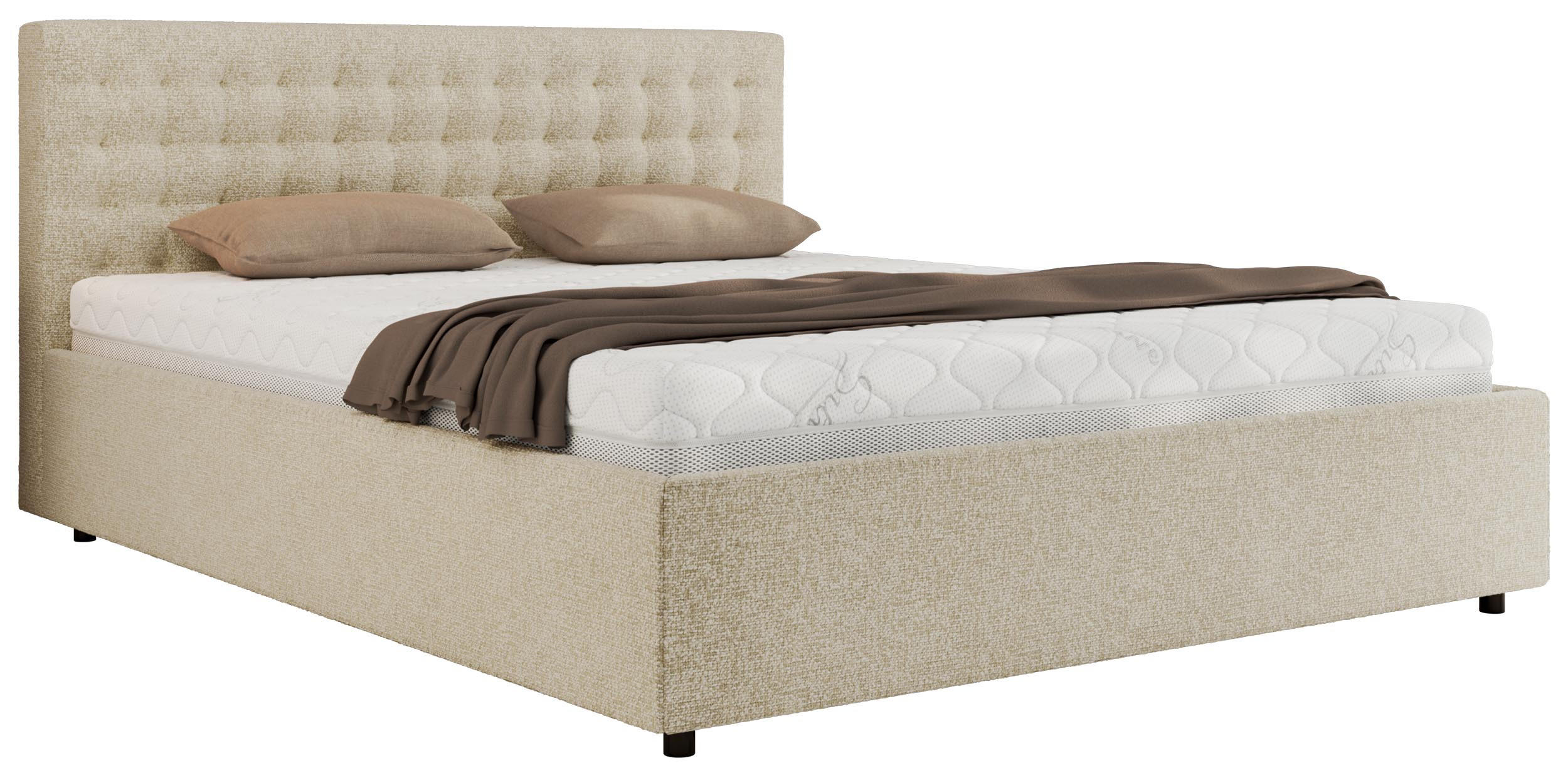 POLSTERBETT PAVO CLASSIC 160/200 - Creme Strukture - Multipocket-Matratze - Creme, Textil (160/200cm) - MKS