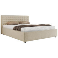 POLSTERBETT PAVO CLASSIC 160/200 - Creme Strukture - Schaum-Matratze - Creme, Textil (160/200cm) - MKS