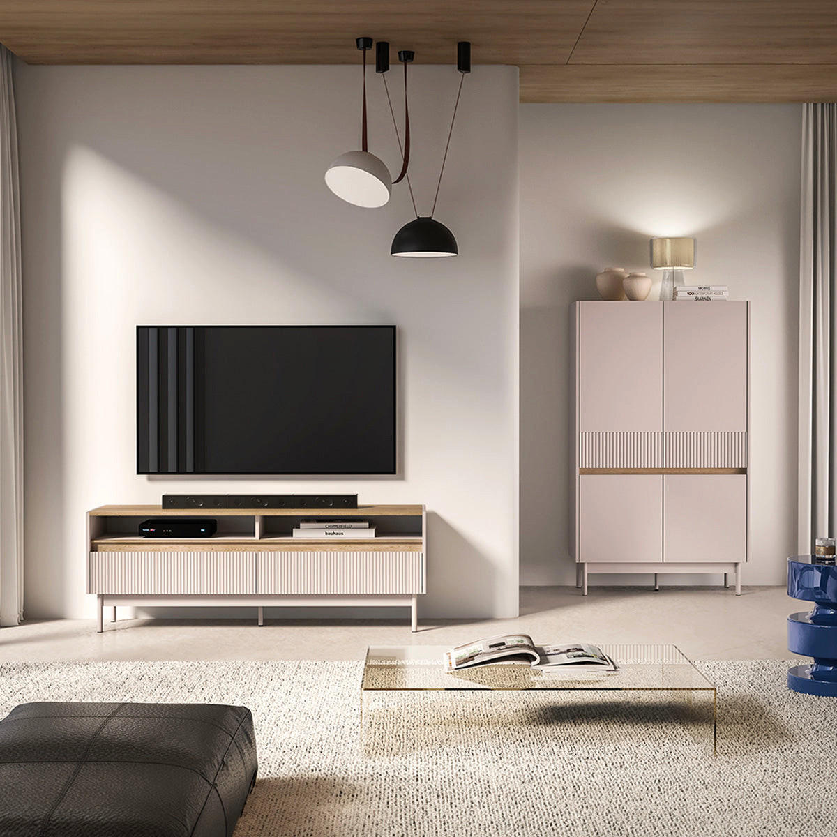 TV-MÖBEL Connie Kaschmir und Holz - Kaschmir, Holzwerkstoff (153.8/54.9/40cm) - Petits-meubles