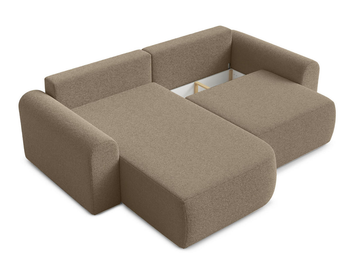 ECKSOFA L Form Otterton Braun 250/180/95 cm Links mit Schlaffunktion - Schwarz/Braun, Kunststoff/Textil (180/250cm) - AX Living