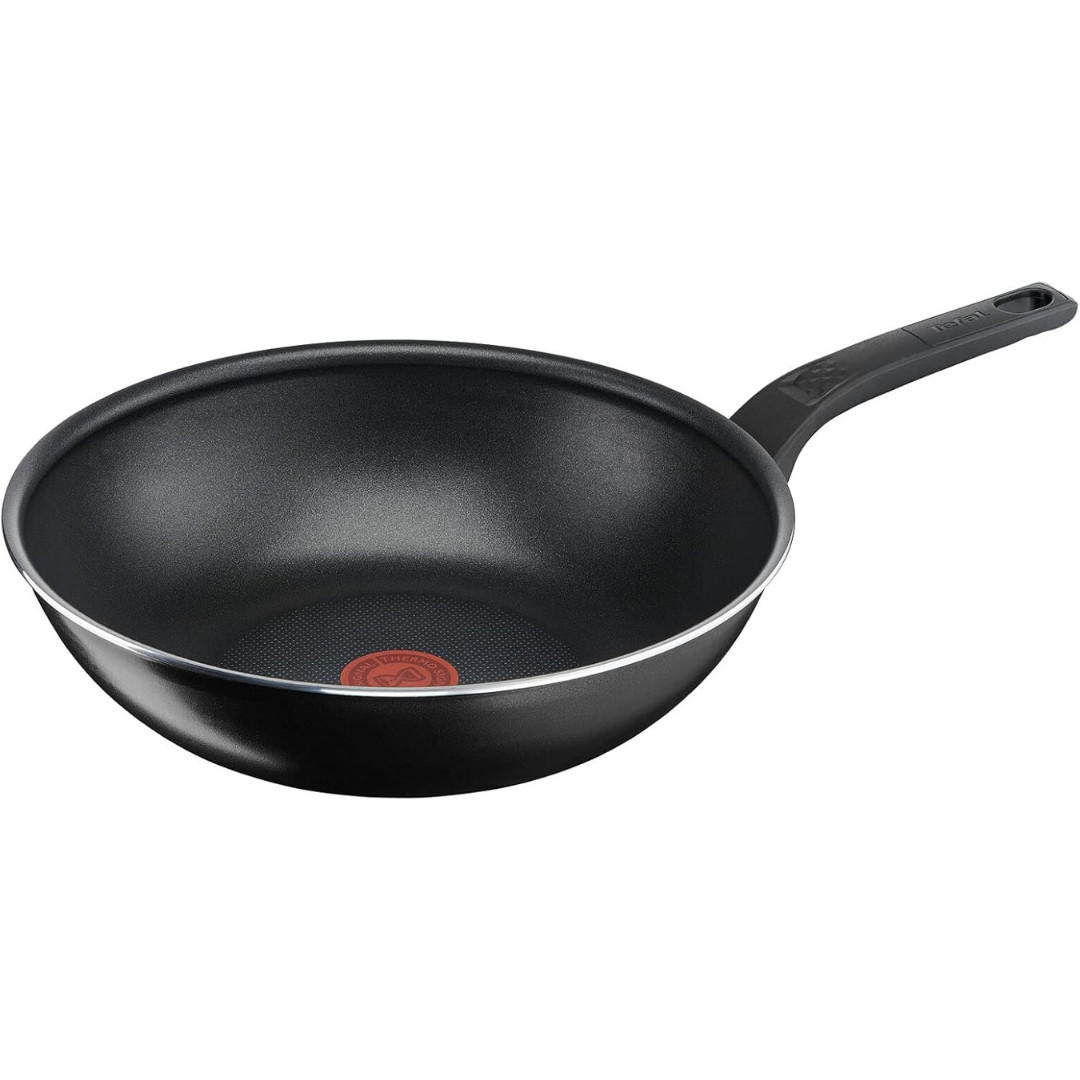 WOKPFANNE Easy Cook & Clean 28 cm Schwarz Antihaftbeschichtung Thermo-Signal tiefe Form - Schwarz, Kunststoff/Metall (28cm) - Tefal