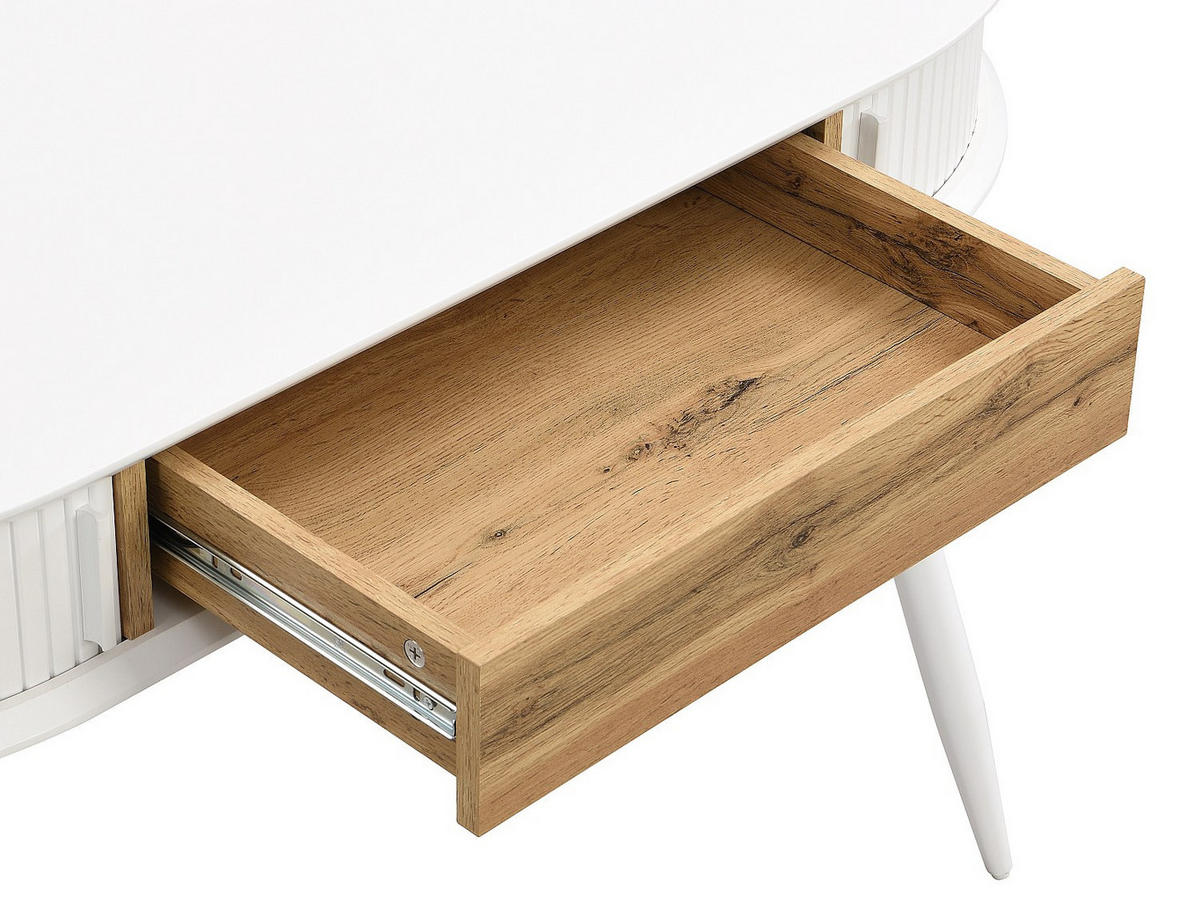 SCHREIBTISCH mit 1 Schublade & 2 Schiebetüren - Weiß & Holzfarben - VELURANI - Naturfarben, Holz (120/60/75cm) - Vente-Unique