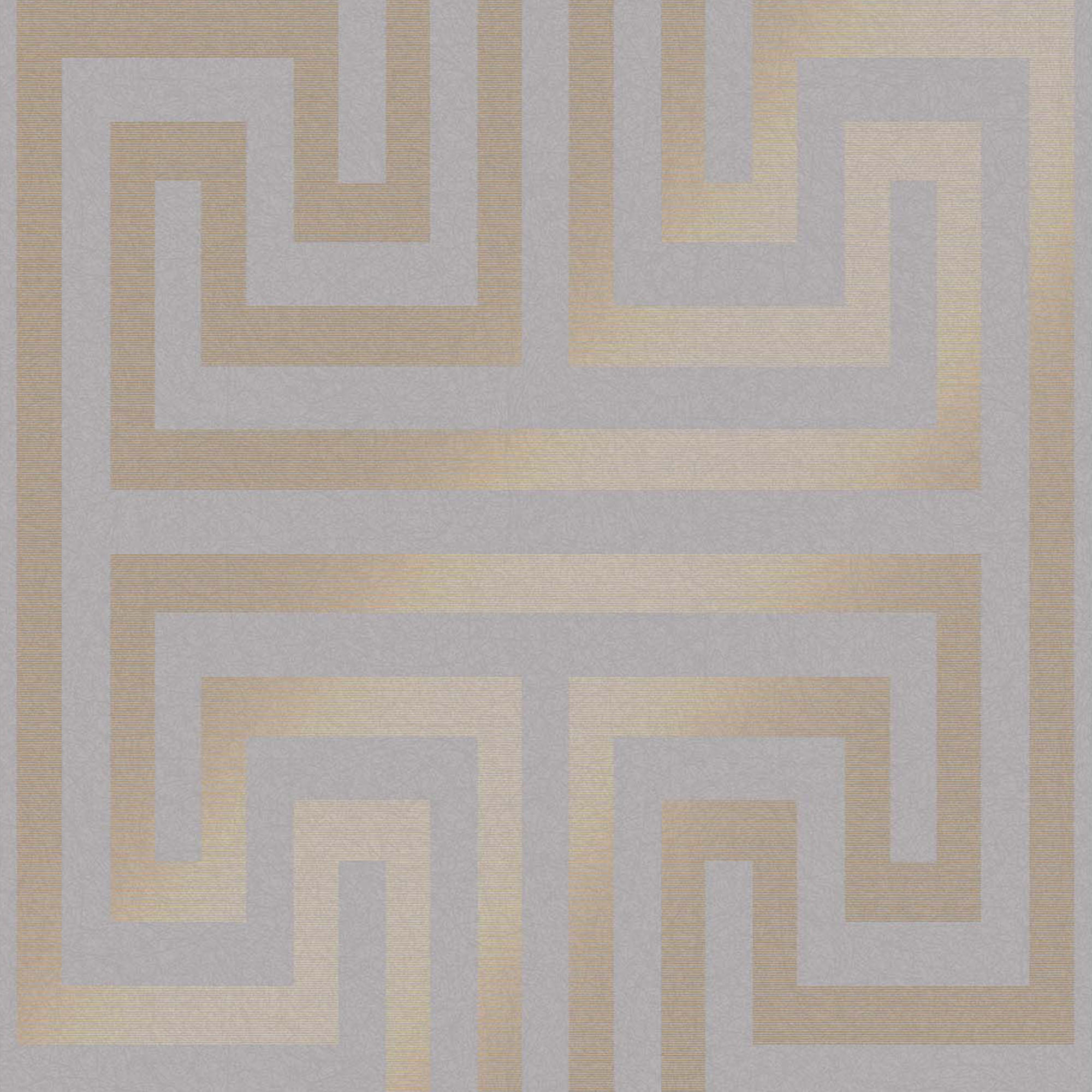 VLIESTAPETE Griechisches Schlüssel Roségold-Grau - Grau, Papier/Kunststoff (52/1000cm) - next