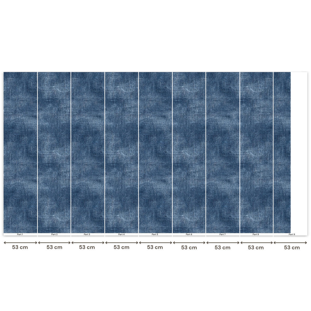 TAPETE - Leinen - Textur - Muster - Denim - Rustikal - 450x240 cm - Blau, Papier (450/240cm) - OnlyWow