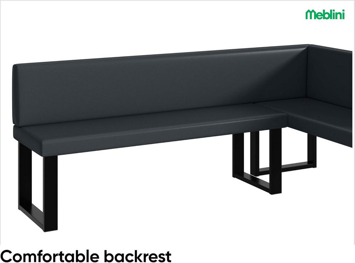 ECKBANK TONI_U - Dunkelgrau, Leder (142/196cm) - Meblini