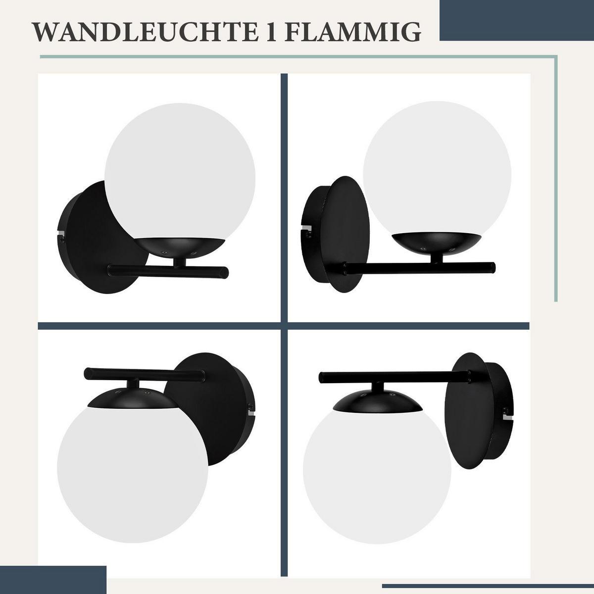WANDLEUCHTE Quelle - Schwarz, Metall (12/20/20cm) - Nettlife