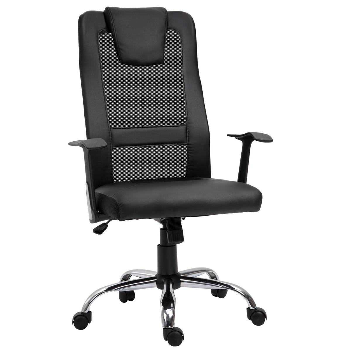 BÜROSTUHL, Drehstuhl, schwarz - Schwarz, Leder (73/118/66cm) - Vinsetto