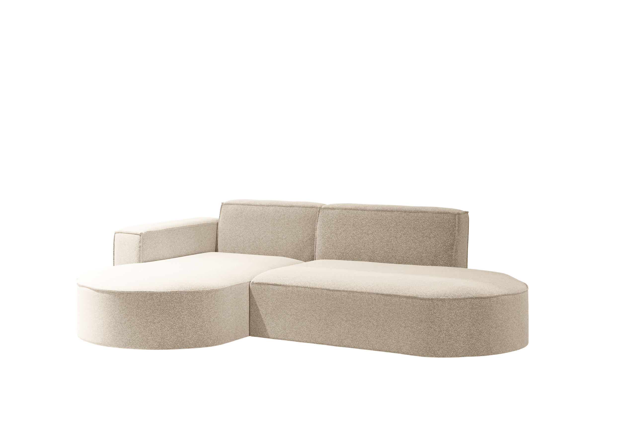 ECKSOFA Modernes L-förmiges Modena Studio Stoff Raven Champagner Links - Champagner, Holz/Textil (165/236cm) - Kaiser Möbel