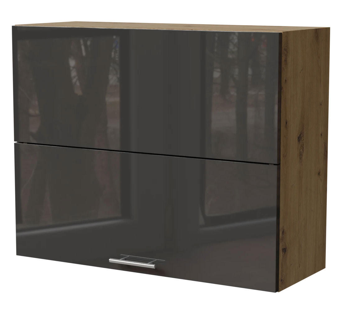 Feldmann-Wohnen Küchenhängeschrank Graphit, Eiche Artisan 90x72x32.5 cm