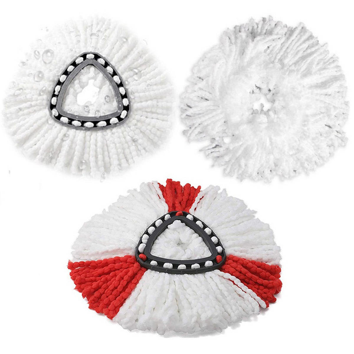 MOPPAUFSATZ Ersatz 3er-Set, 38 cm, Mikrofaser, passend für Drehmopp, waschbar, trocknergeeignet - Multicolor, Kunststoff/Metall (10/10/10cm)