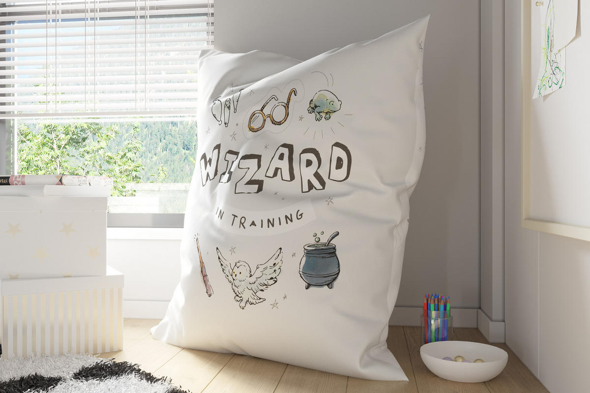 KINDER-SITZSACK - Harry Potter - Hellgrau/Weiß, Textil (100/25/135cm) - Green Bean
