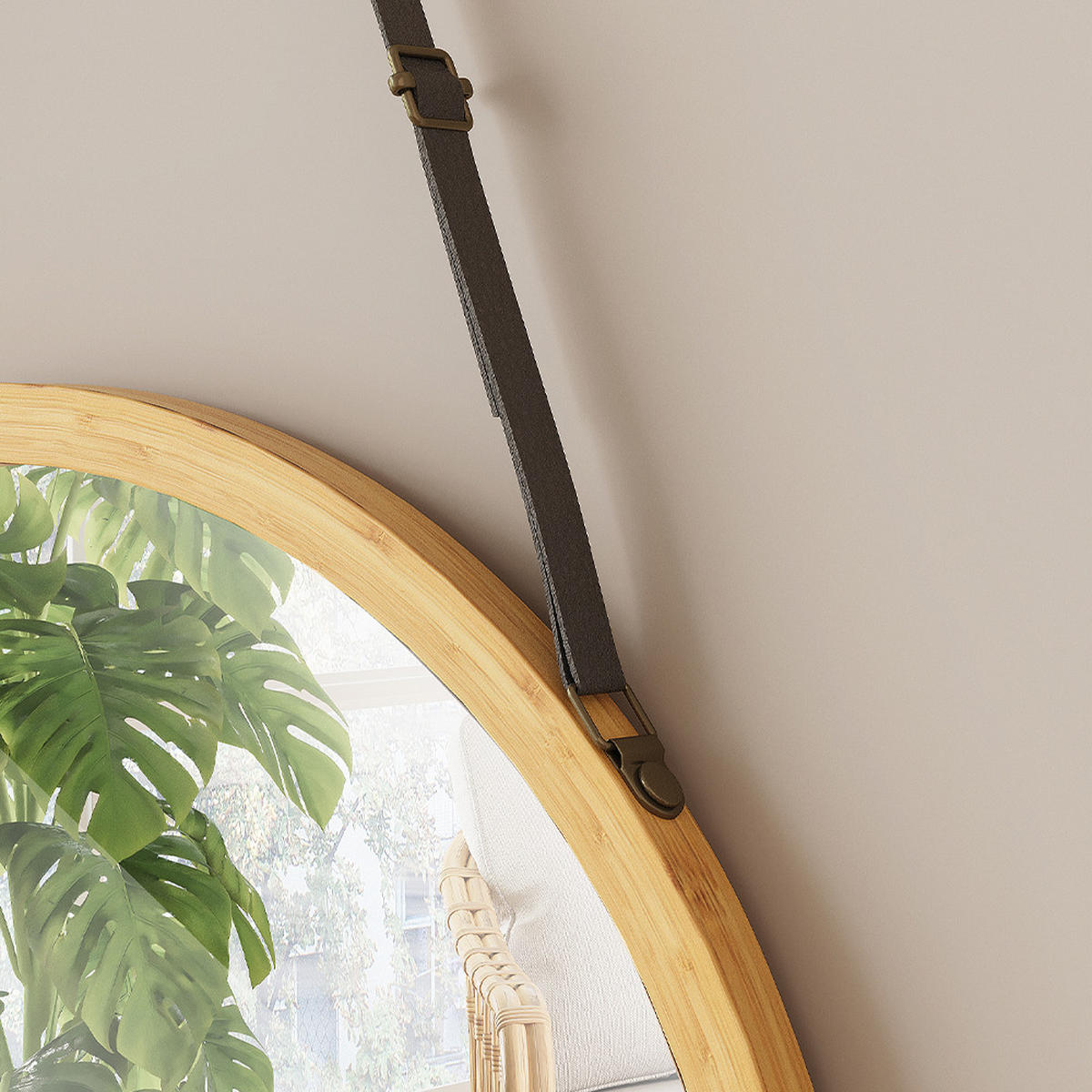 KOUPELNOVÉ ZRCADLO Mirno Bambus - zelená barva, kompozitní dřevo (38/1.5/38cm) - Vicco