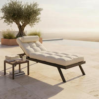 GARTENLIEGE Avola Creme Outdoorstoff/Metall +Abdeckung - Weiß, Metall (199/31/68cm) - Bessagi Garden