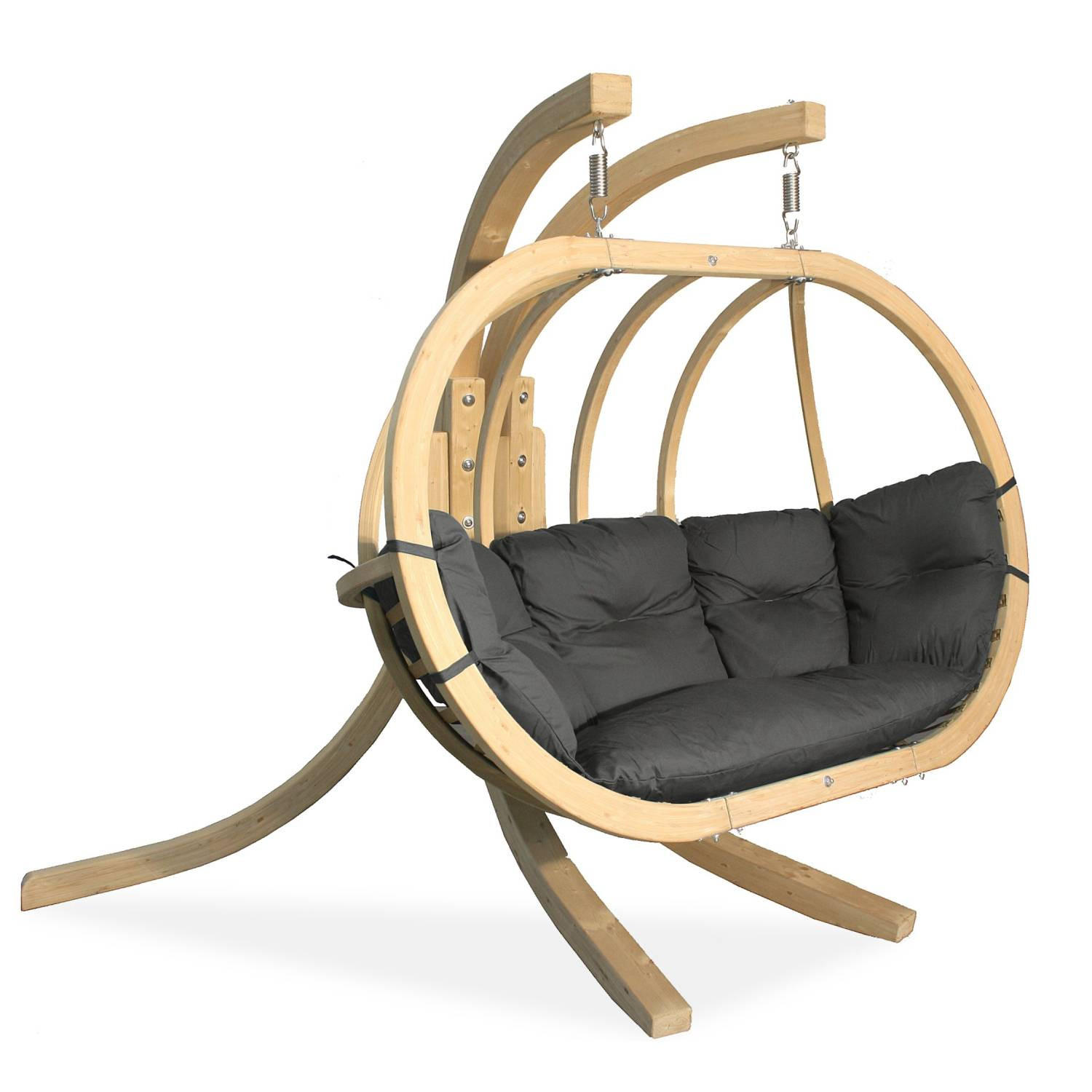 HÄNGESESSEL mit Gestell CALLISTO ,Dunkelgrau - Dunkelgrau, Holz/Textil (240/183/137cm) - KONSIMO®