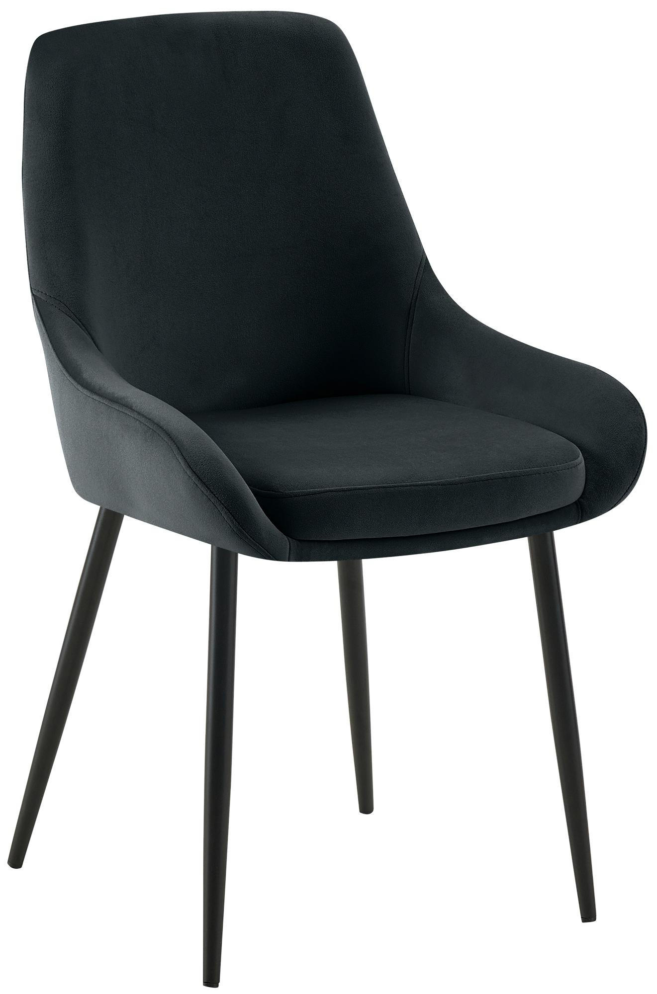 STUHL Samt Schwarz - Schwarz, Textil (50/86/53cm) - CLP