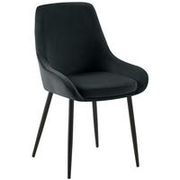 STUHL Samt Schwarz - Schwarz, Textil (50/86/53cm) - CLP