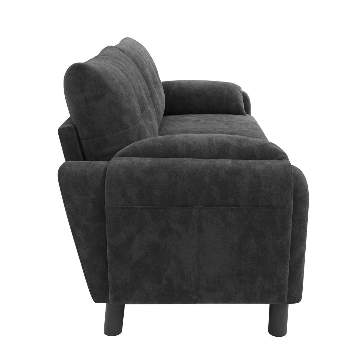 2-SITZER 158/80/88,5 cm grau aus Chenille mit Seitentaschen - Grau, Textil (80/88.5/158cm) - OKWISH