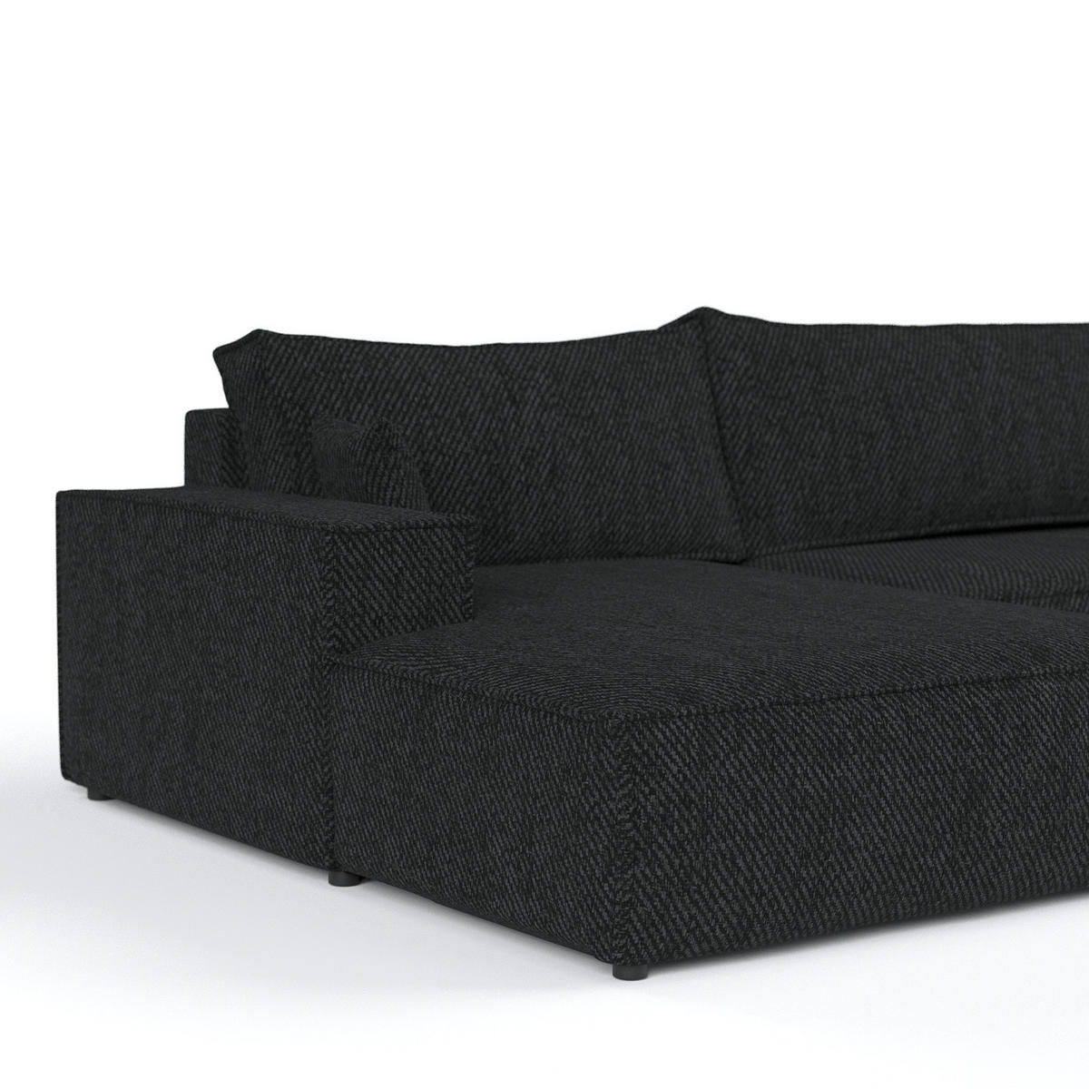 WOHNLANDSCHAFT NUBO mit Schlaffunktion Creme im Neve Stoff - Schwarz, Holz/Holzwerkstoff (398/70/148cm) - AltaBeds