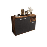 KOMMODE London LMK 3D2S mit 3 Türen, Sideboard in Farbe: Dunkelbraun|Schwarz, Größe: 106 x 75 x 35 cm - Dunkelbraun/Schwarz, Holzwerkstoff (106/75/35cm) - O-Sofa