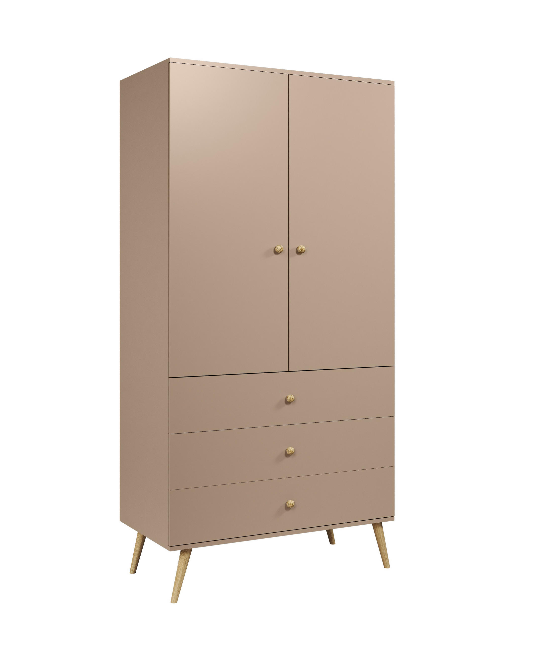SCHRANK Macciato Mit Schubladen Und Kleiderstange Boho Stil - Beige, Holzwerkstoff (100/202/52cm) - Sepro Meble
