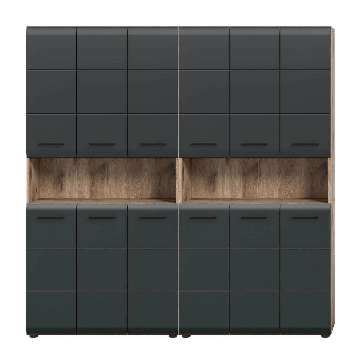 BAD-SET ICE 2-tlg. (B/H/T: ca. 180/185/30 cm) in Nox Oak Nachbildung/schwarz matt - Eichefarben, Holz (180/185/30cm)