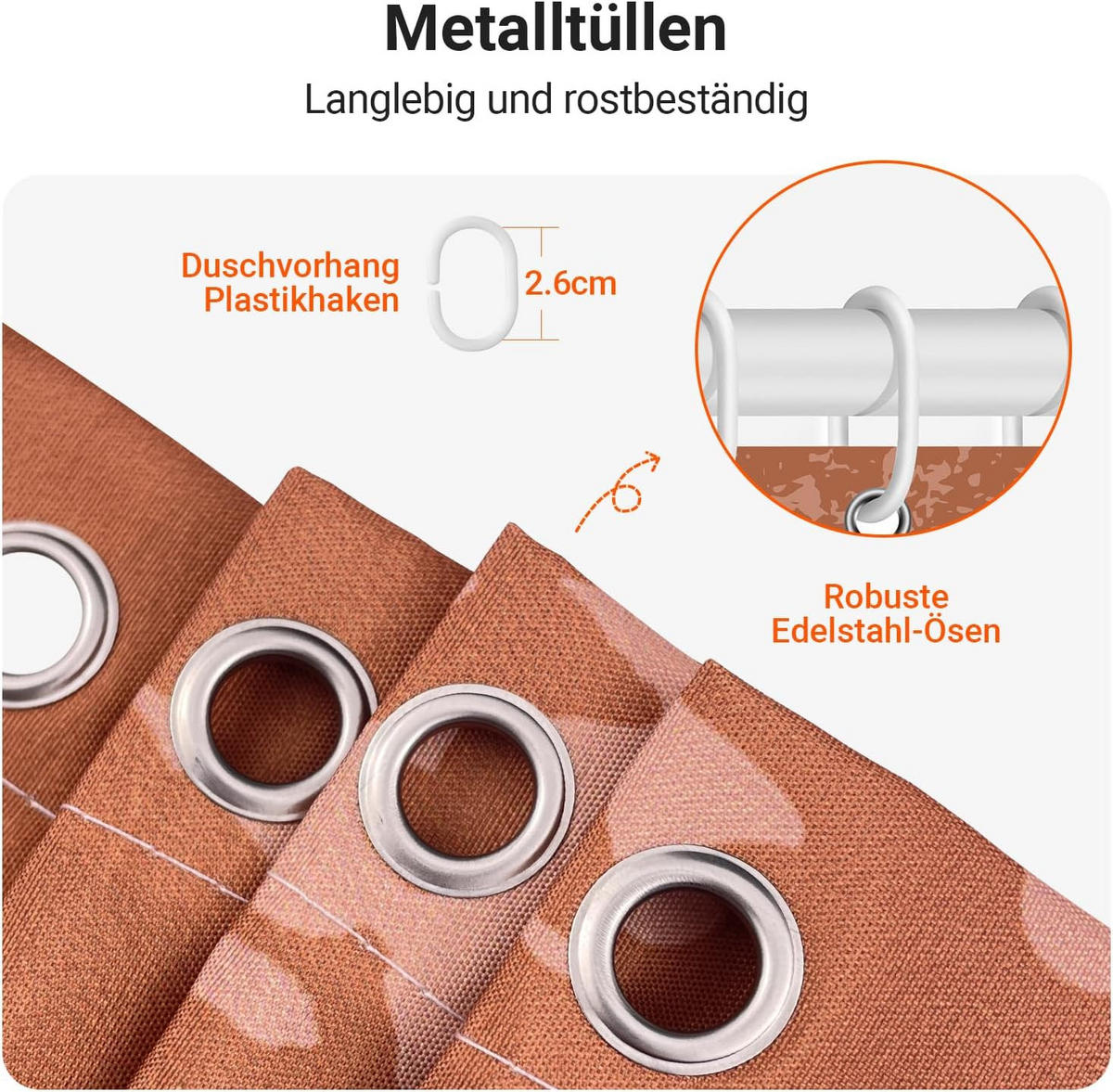 DUSCHVORHANG Blätter beschwerter Saum Polyester schimmelresistent mit Ringen - Multicolor, Textil (180/180cm) - MCBOSON