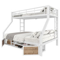 ETAGENBETT 90x200cm + 140x200cm Weiß Kinderbett Schuhschrank EN747 - Weiß, Metall (140/200cm) - FLIEKS