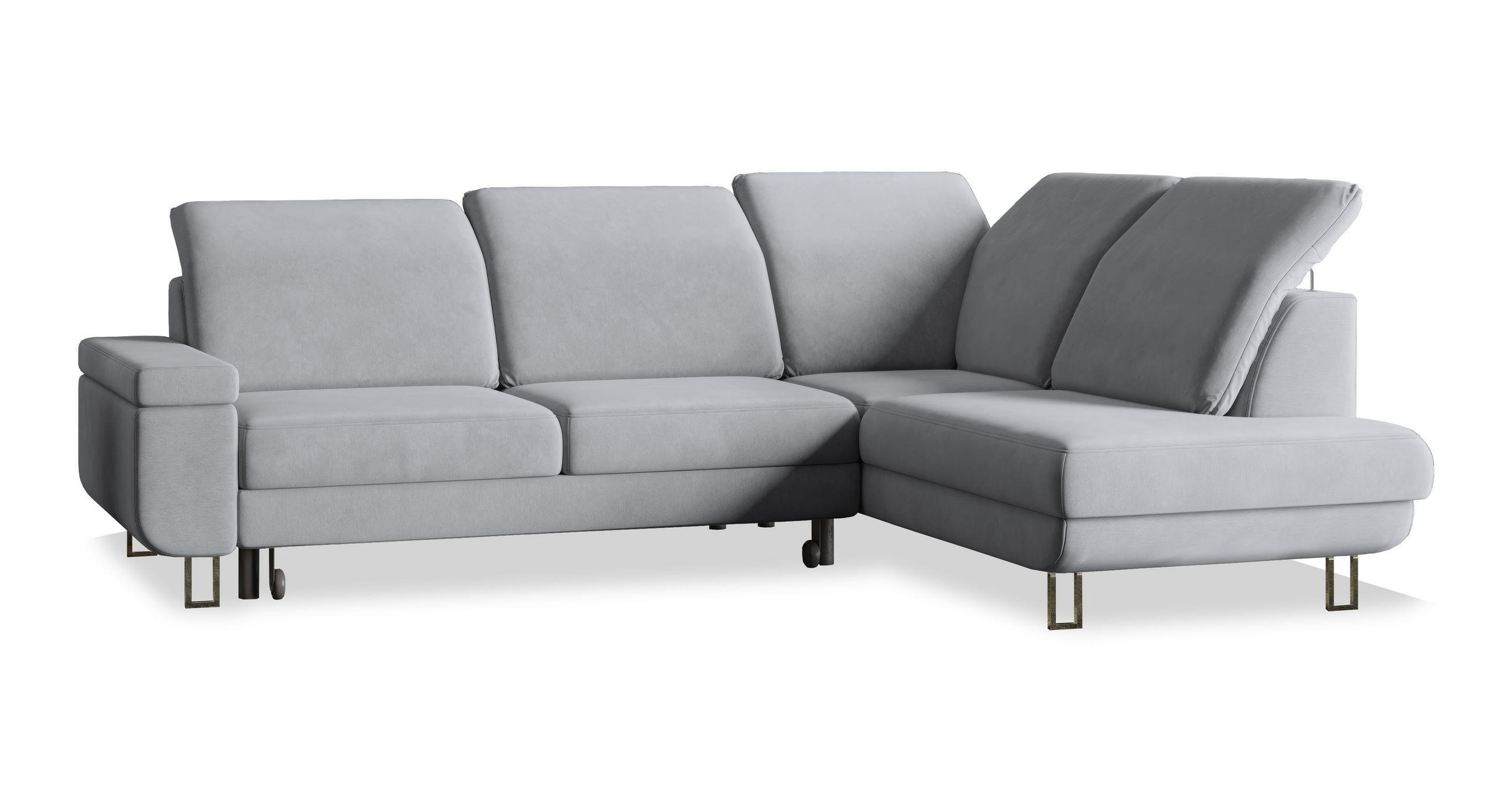 ROHOVÁ SEDAČKA LERMA světle šedá - stříbrná/světle šedá, kov/dřevo (253/190cm) - MASSENO