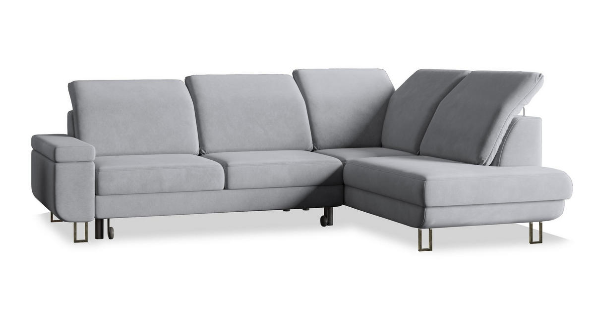 ROHOVÁ SEDAČKA LERMA světle šedá - stříbrná/světle šedá, kov/dřevo (253/190cm) - MASSENO