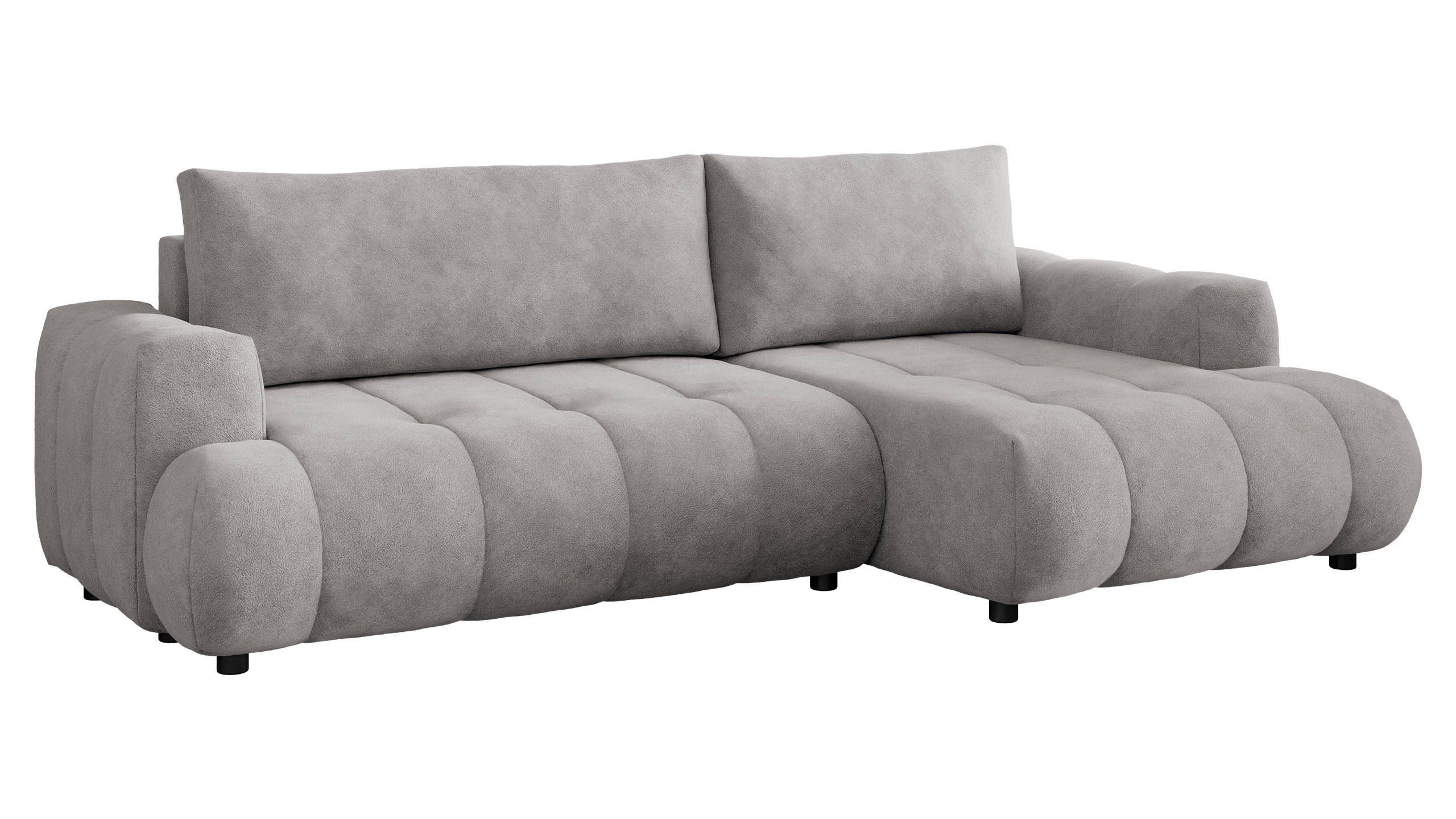 ECKSOFA Haiti, Seite: Rechts 2R+LC - Hellgrau/Schwarz, Holz/Textil (276/156cm) - MIRJAN24