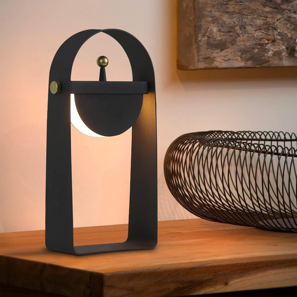 LED stolní lampa Abich 12,5/6/6,5 cm - černá, kov (12.5/6/6.5cm) - Nettlife