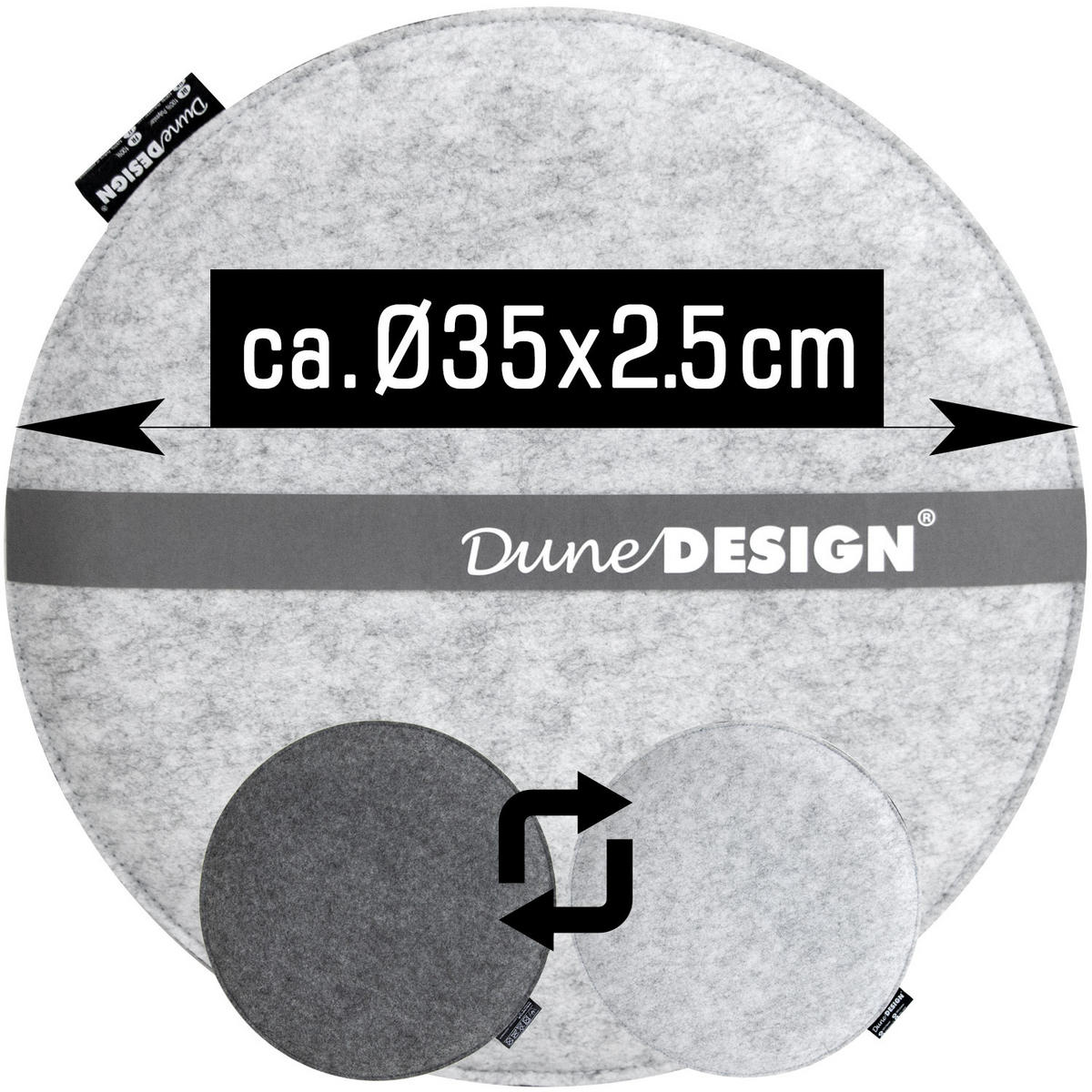 STUHLKISSEN 35 cm Filz, Grau - Grau, Kunststoff (35/35/2.5cm) - Dunedesign