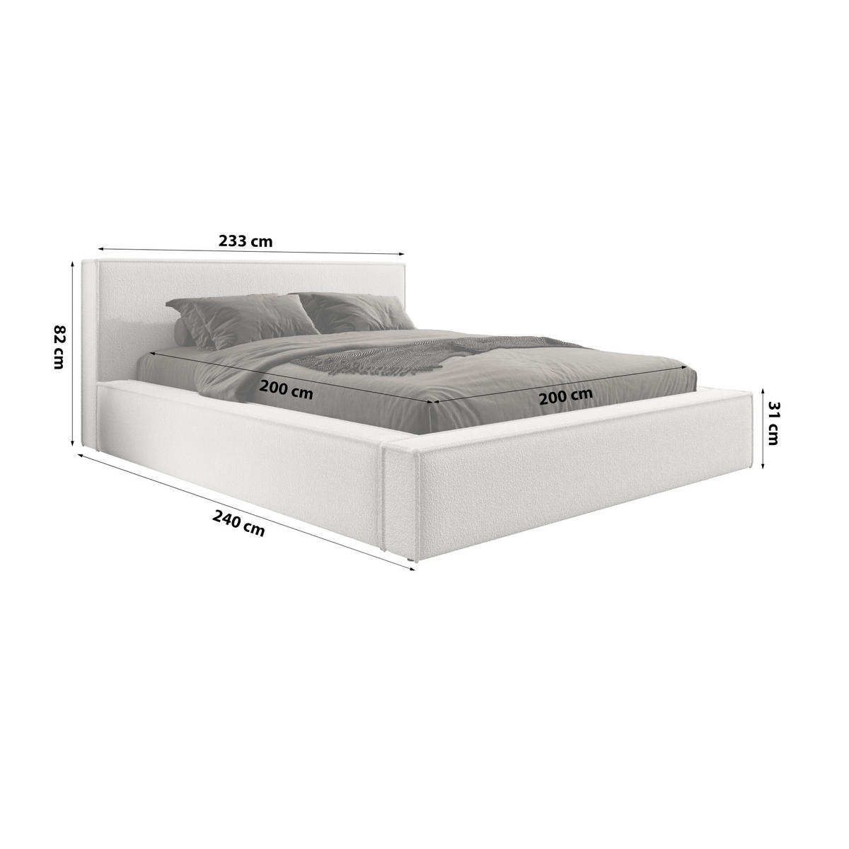 POLSTERBETT mit Bettkasten Salby 200x200 cm, Creme - Creme, Textil (200/200cm) - Meblito
