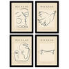 POSTER Set mit 4 Picasso Sammlung von Linienfrieden Ästhetische A4 Rahmenlos - Klar, Papier (29.7/3cm) - Nacnic