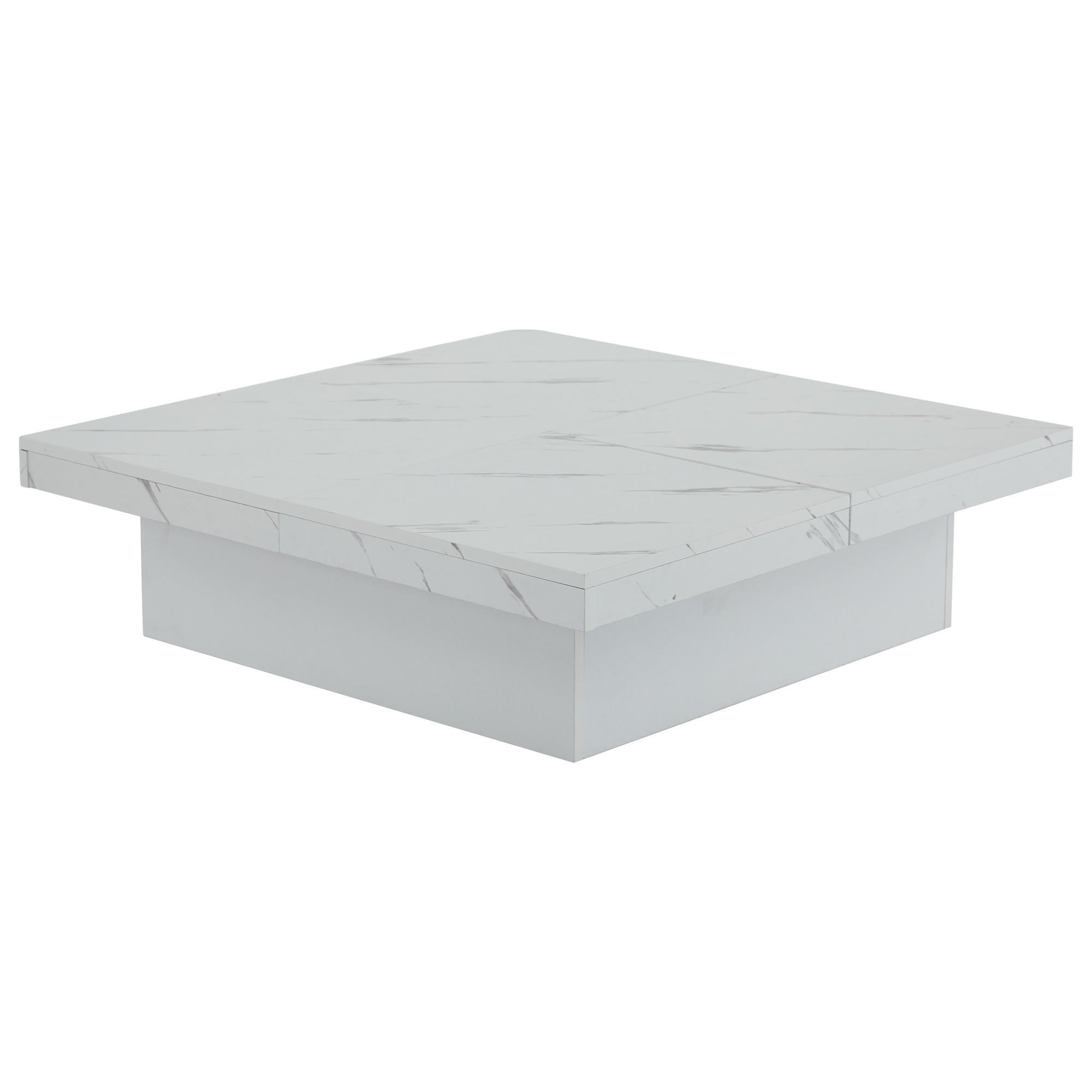 COUCHTISCH Weiß 90/90/25 cm mit Schiebefunktion - Weiß, Holzwerkstoff (90/90/25cm) - PANGIVO