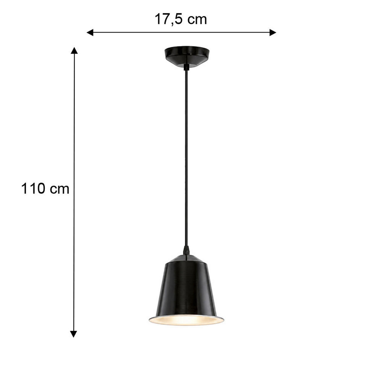 LED HÄNGELEUCHTE Ginosa Schwarz - Schwarz, Metall (17.5/17.5/110cm)