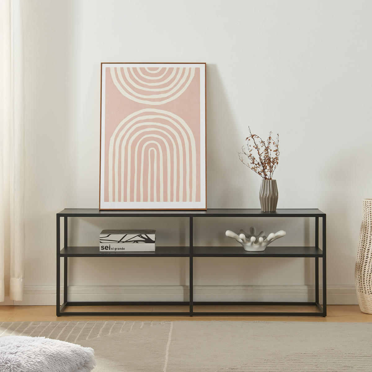 FERNSEHTISCH Solund - Schwarz, Metall (30/46/120cm) - [en.casa]