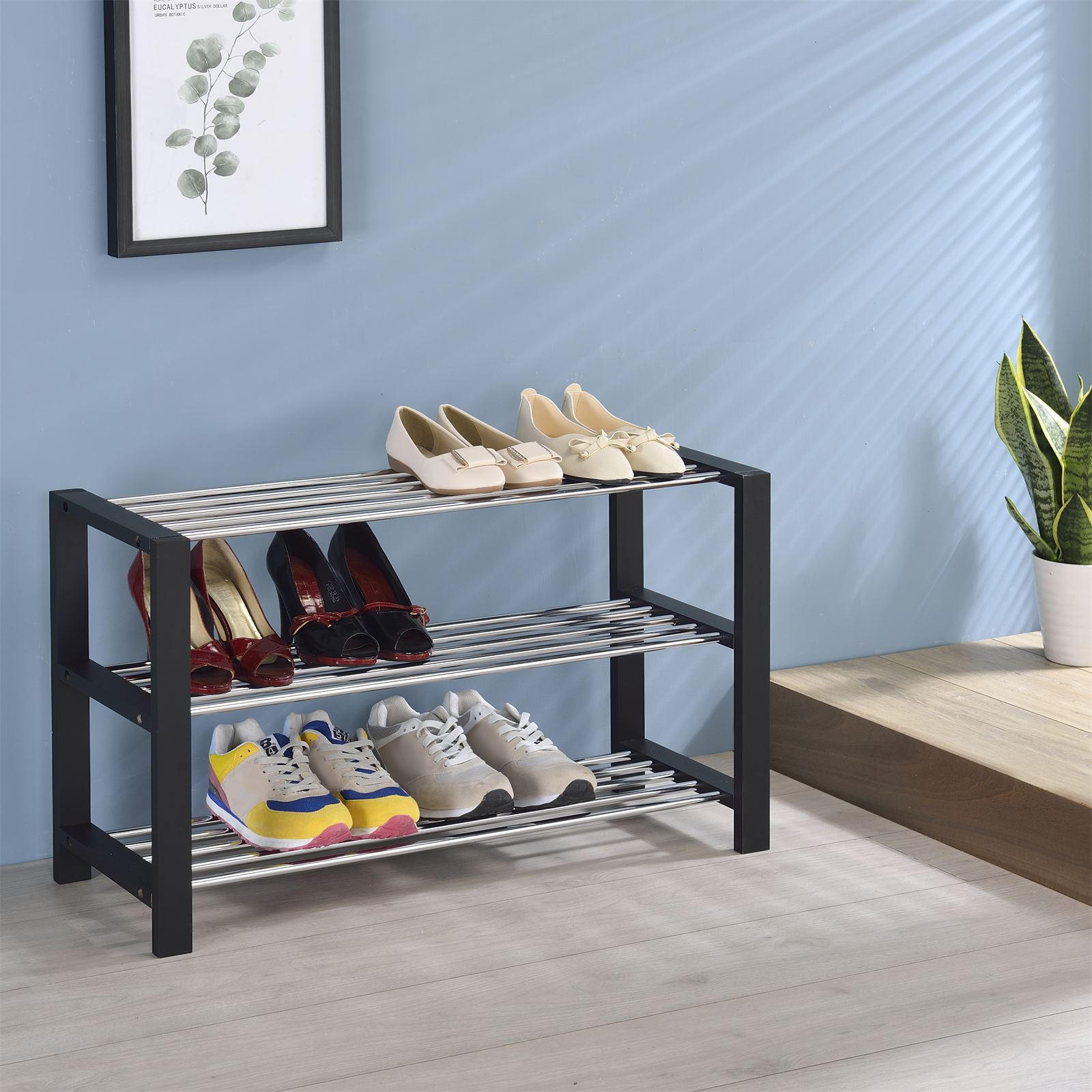 SCHUHREGAL ARINA - Schwarz, Holz (80/48/30cm) - IDIMEX