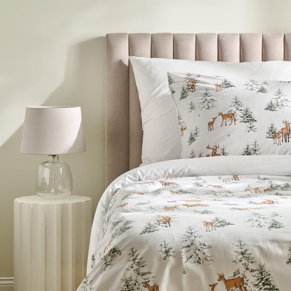 BETTWÄSCHE Baumwoll HIVROS, 160x200 cm, Hellbeige, Winter Weihnachten Bettbezug, Weihnachtsdeko, Christmas, Weihnachtsmotiv - Beige, Textil (160/200cm) - home&you