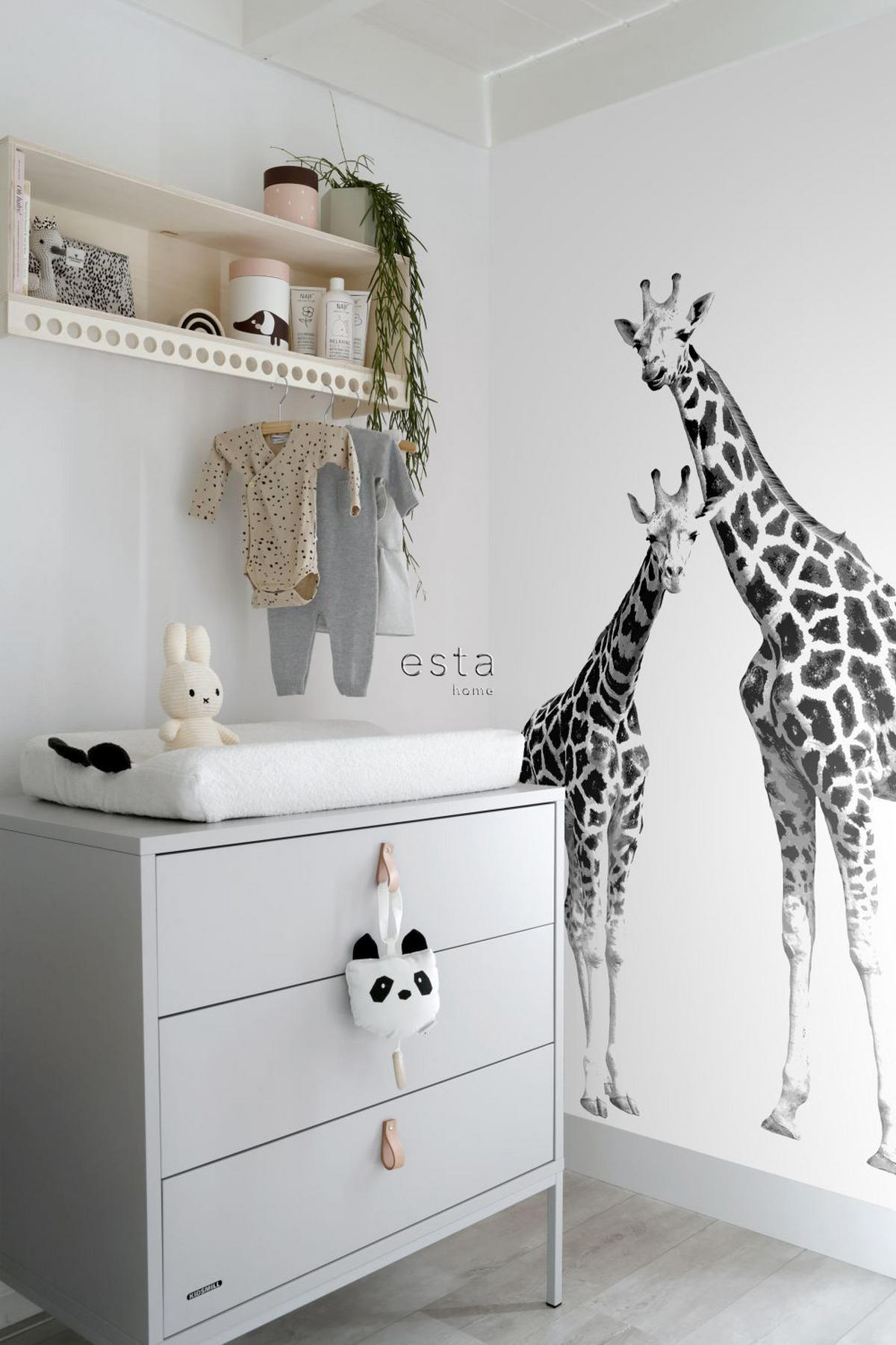 FOTOTAPETE Giraffen 139.5 x 279 cm - Schwarz, Papier (139.5/279cm) - ESTAhome