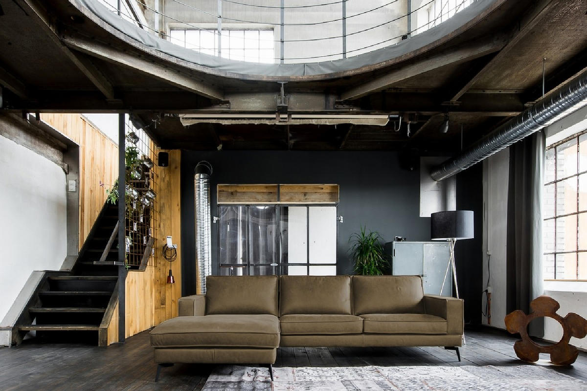 ECKSOFA BLOOM Beige Leder - Beige/Schwarz, Leder/Metall (276/177cm) - KAWOLA