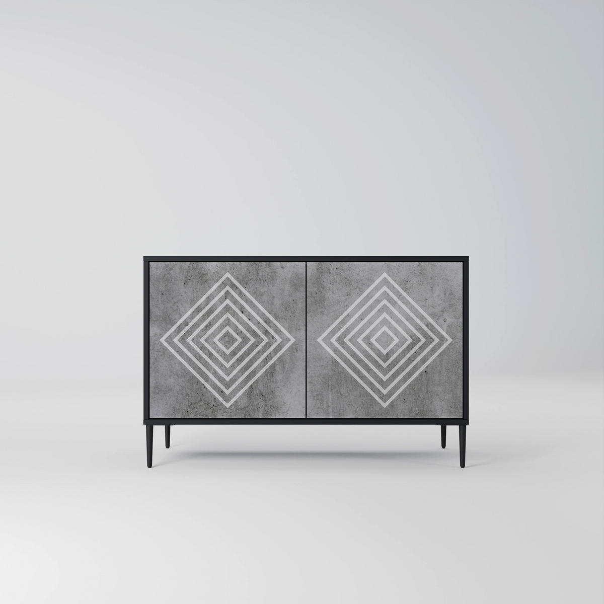 SIDEBOARD POLYGONAL ARTISTRY, Eicheneffekt, 111x42x77,5 cm, 2 Türen - Eichefarben/Buchefarben, Holzwerkstoff/Buchenholz (111/77.5/42cm) - SpaceRebels