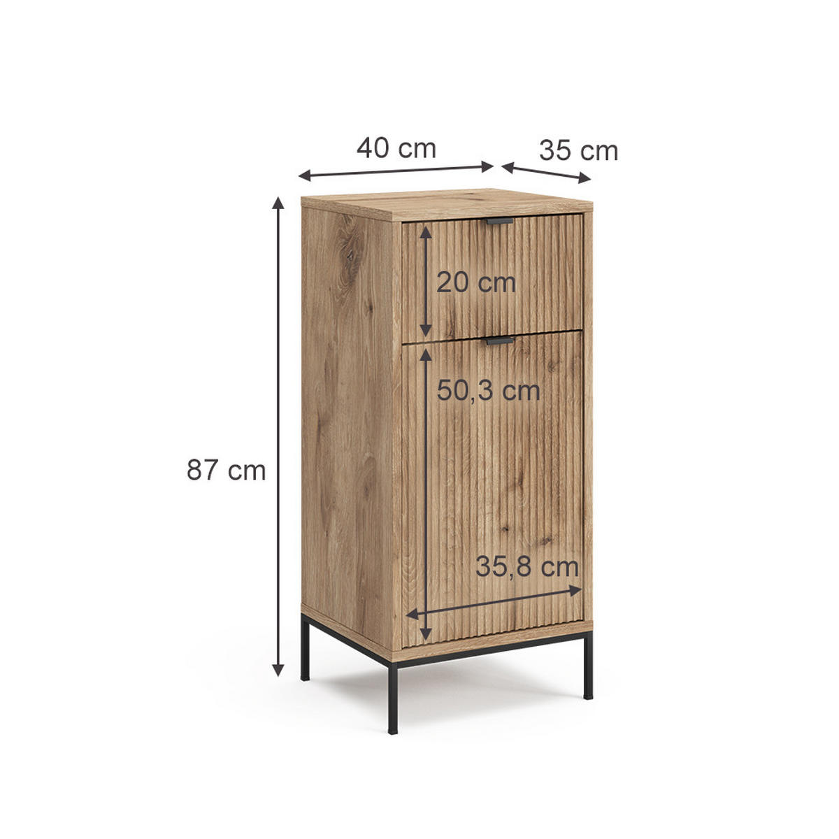 BADSCHRANK Eliza Viking Oak 40 x 87 cm mit Tür und Schublade - Eiche Wotan/Sonoma Eiche, Holzwerkstoff (40/87/35cm) - Vicco
