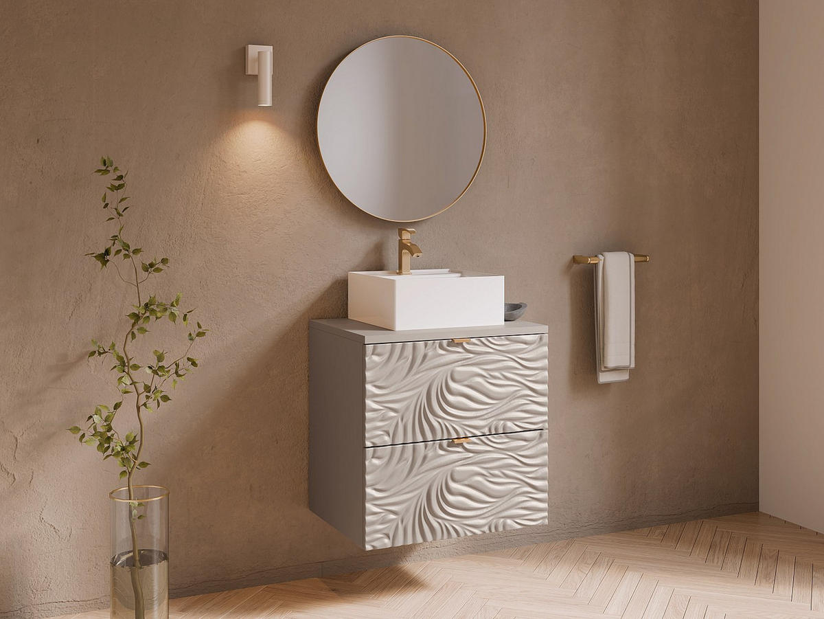EINZELWASCHTISCH - 60 cm x 46 cm - Holz, Platte - Beige - RINAREL - Beige, Holz (60/60/46cm) - Vente-Unique