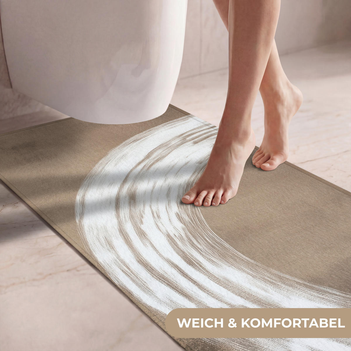 WC PŘEDLOŽKA Barva - hnědá - Japandi 60x120 cm - barva mokka, textil/plast (60/1cm) - OnlyWow