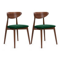 ESSZIMMERSTÜHLE RABI (2er-Set), dunkelgrün / mittel Walnuss - Dunkelgrün/Walnussfarben, Holz/Buchenholz (47/79/45cm) - KONSIMO®